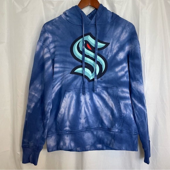 SEATTLE KRAKEN CALHOUN NHL Men’s Blue Tie Dye Hoodie Sweatshirt Size Small - Picture 1 of 14